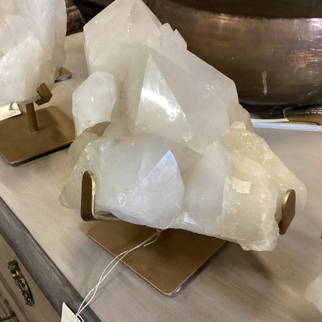 A Quartz Crystal on Golden Stand - E For Sale - Image 11 of 11