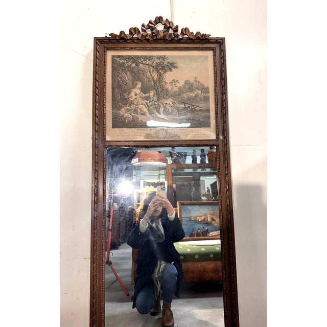 Louis XVI Style Carved Wood Trumeau Mirror For Sale - Image 5 of 6