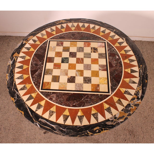 Brown Pedestal Table with Pietra Dura Top and Game Board, 1700s For Sale - Image 8 of 12