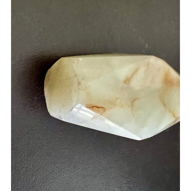 1960s Mid-Century Modern Faceted Cream Onyx and Brass Letter Opener For Sale - Image 5 of 6