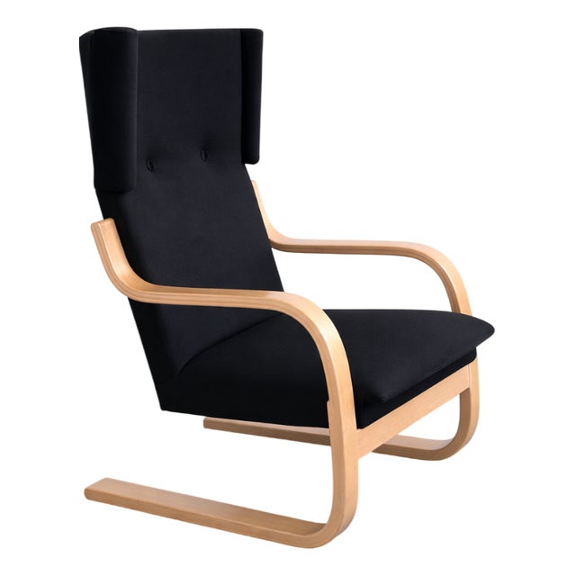 Mid-Century Model 36/401 Cantilever Chair in Birch and Black Fabric by Alvar Aalto for Artek, 1950s For Sale