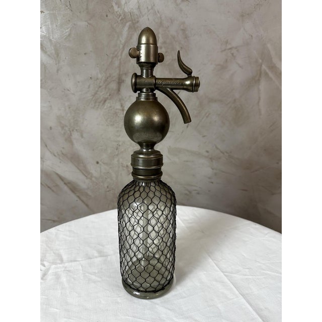 Vintage Siphon in Glass and Metal, 1900 For Sale - Image 9 of 12