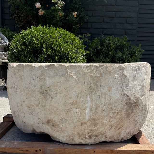 Antique Limestone Trough A one-of-a-kind hand-carved limestone trough naturally textured, lightly weathered finish....