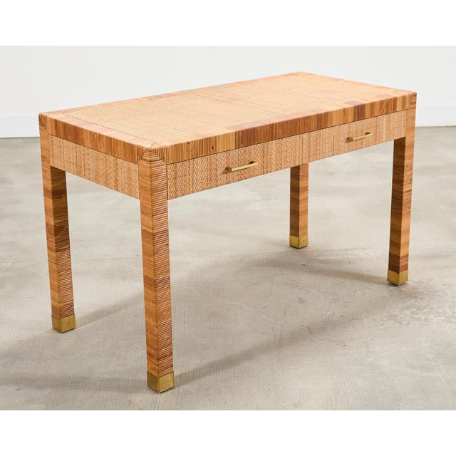 Billy Baldwin for Bielecky Brothers Rattan Cane Writing Desk For Sale - Image 17 of 18