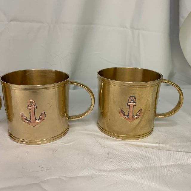 Nautical Vintage Nautical Brass Anchor Rum Cups - Set of 4 For Sale - Image 3 of 6
