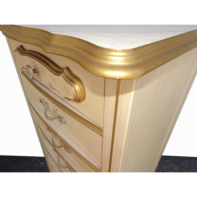 1970s Dresser Vintage French Provincial Tallboy Dresser Lingerie Chest Brass Hardware #1 For Sale - Image 5 of 15