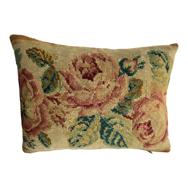 1850 English Needlework Pillow For Sale
