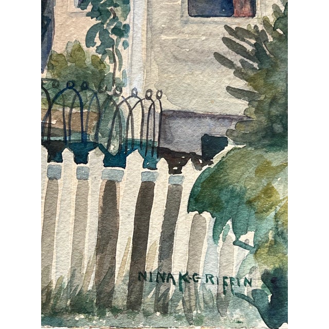 Vintage Nina Kickbusch Gibbons Framed Architectural Watercolor For Sale - Image 9 of 12