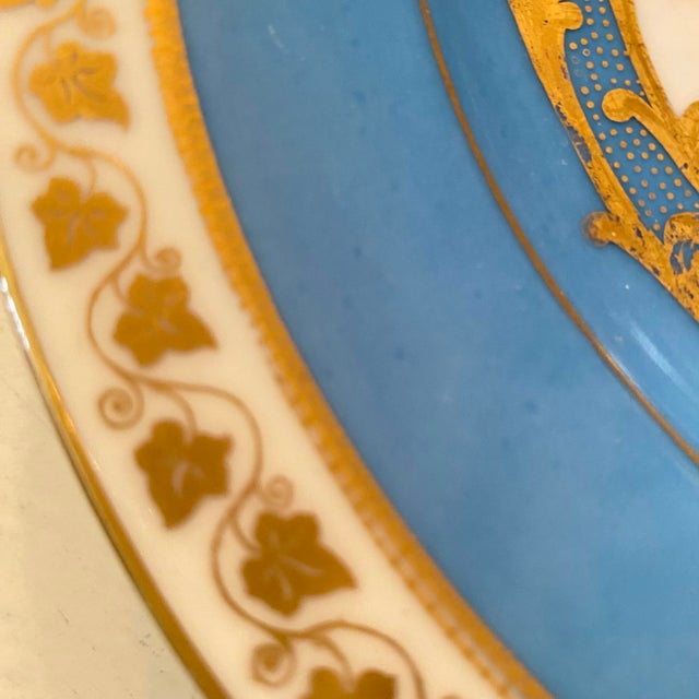 Turquoise Antique Sevres Porcelain Chateau Des Tuileries Plate From the Royal Service of King Louis Philippe For Sale - Image 8 of 10