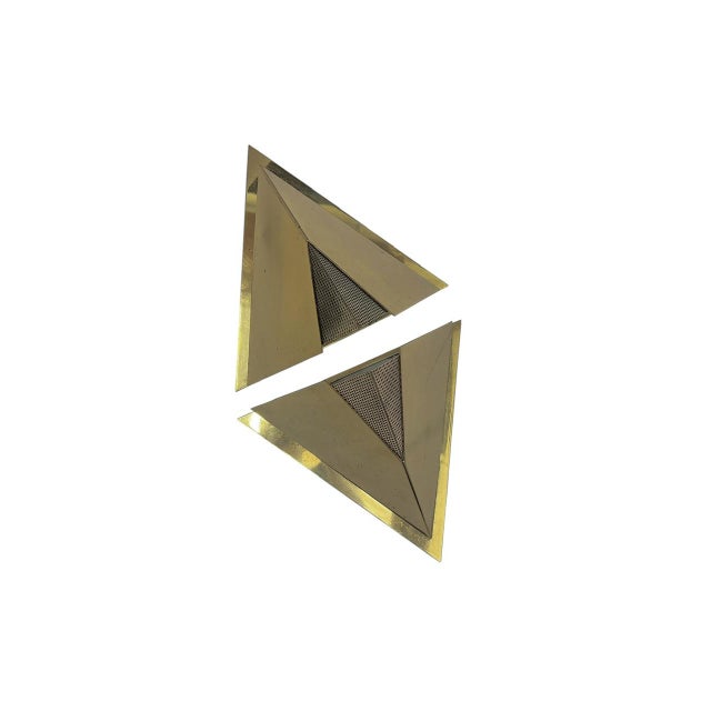 Geometric Brass Pyramid Wall Lights by Baulmann, 1970s, Set of 2 For Sale - Image 12 of 14