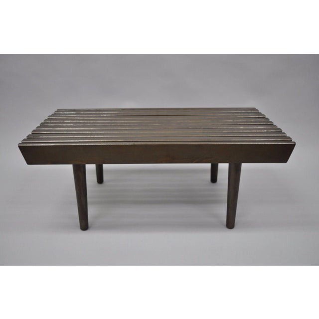 Vintage Mid Century Modern Solid Wood Slat Bench | Chairish