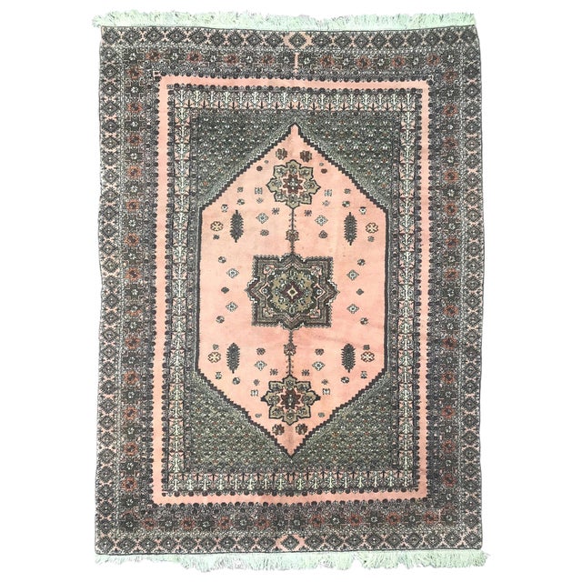 Vintage Rustic Moroccan Rabat Design Rug For Sale