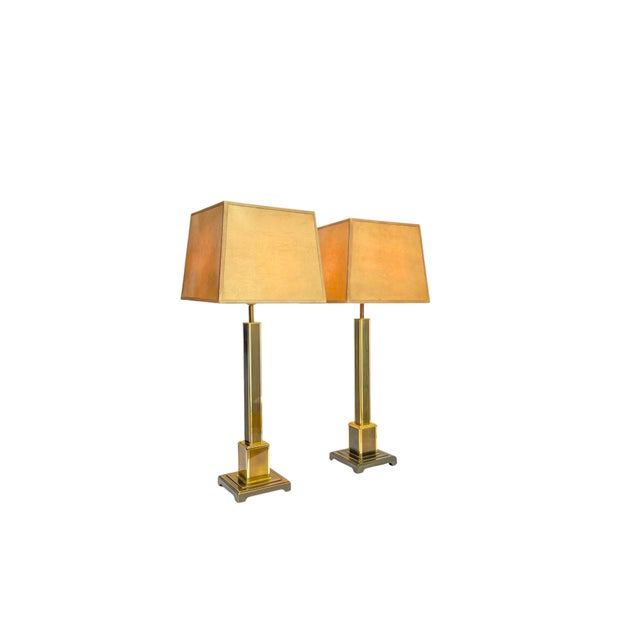 Architectural Brass Geometric Table Lamps from Kullmann, 1970s, Set of 2 For Sale - Image 11 of 11