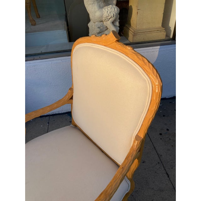 French Faux Bois French Style Large Fauteuil Chair For Sale - Image 3 of 11