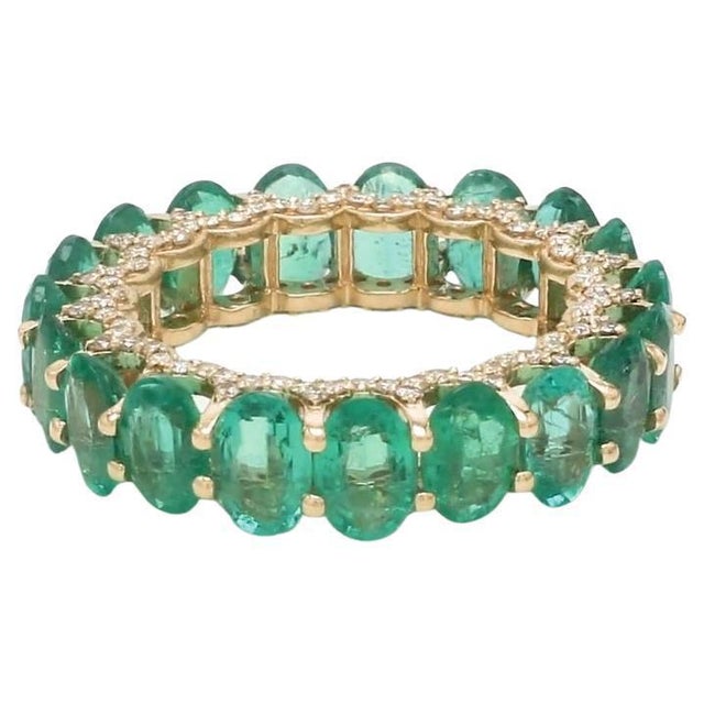 Natural 5.78 cts Zambain emerald & 0.58 cts diamond ring in 14k gold For Sale - Image 15 of 18