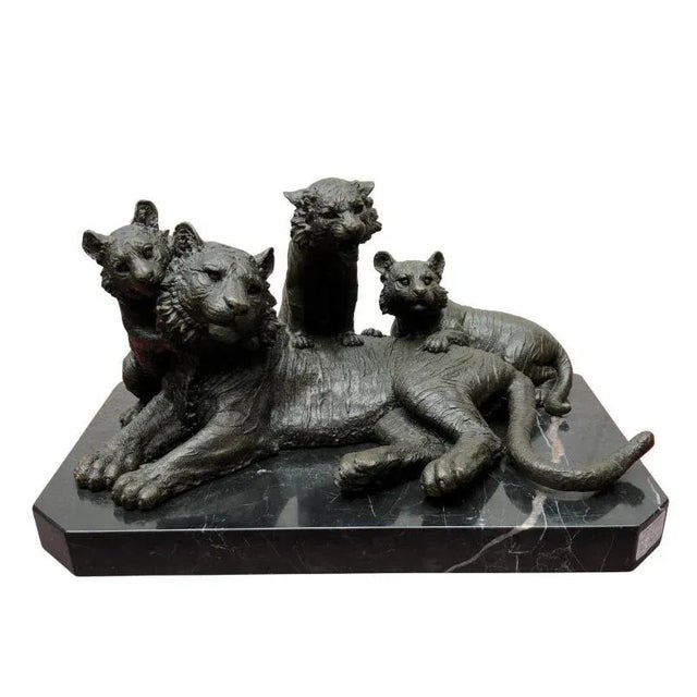 Bronze Casting Depicting Tiger and Cubs, 20th Century For Sale - Image 13 of 13