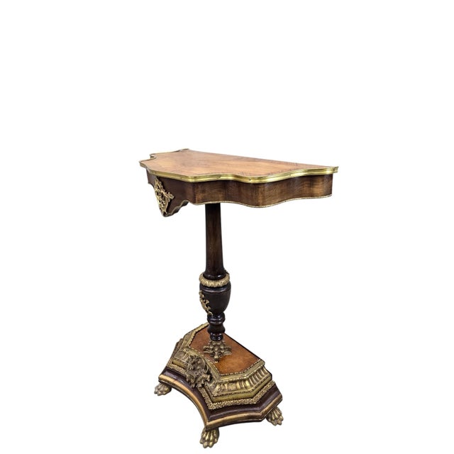Vintage French Louis XV Style Walnut & Gilt Bronze Console Table For Sale - Image 4 of 10