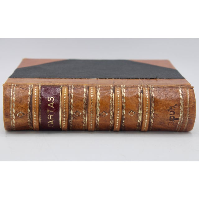 Brown 1940s Vintage Leather Card Book Box For Sale - Image 8 of 12