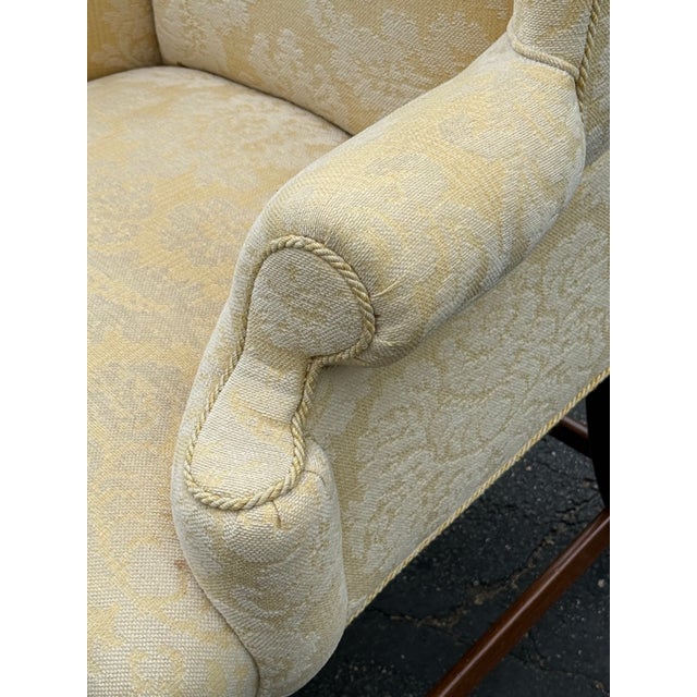 Late 20th Century Damask Upholstered Wingback Chair For Sale - Image 10 of 11