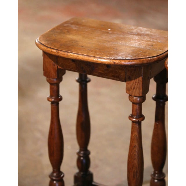 French Pair of 18th Century French Louis XIII Oak Four-Leg Side Tables For Sale - Image 3 of 10