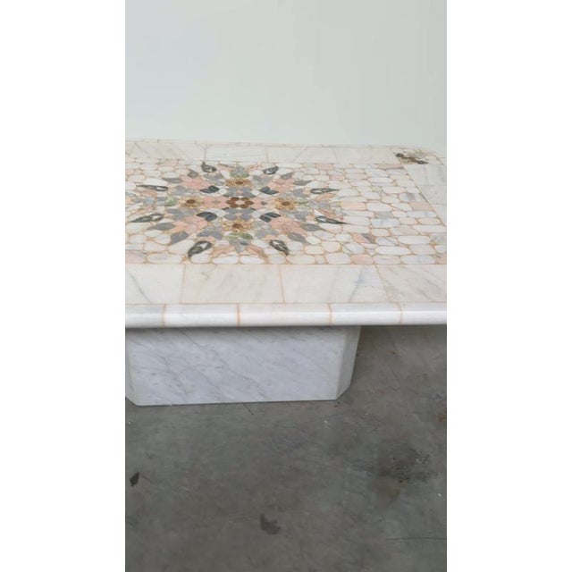 Large Italian Pietra Dura Marble Mosaic Coffee Table For Sale - Image 15 of 16