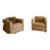 Pair of Contemporary Linen Upholstered Cubic Club Chairs For Sale