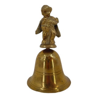 Vintage Brass Angel Cherub Hand Bell Holiday Decor For Sale