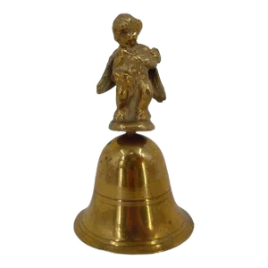 Vintage Brass Angel Cherub Hand Bell Holiday Decor