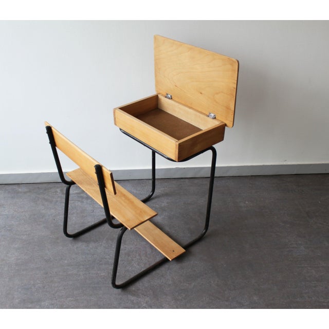 Brown Vintage Wooden School Desk For Sale - Image 8 of 9