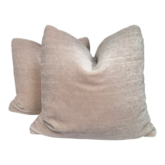 Holly Hunt "Fuzzy Wuzzy" Mohair in Beaches 22" Pillows-a Pair For Sale