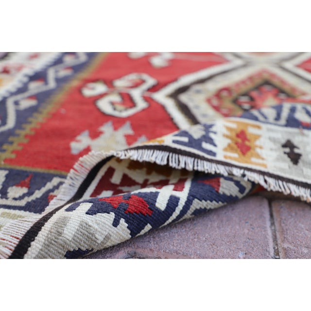 1990s Tribal Red Ikat Handmade Rug For Sale - Image 10 of 12