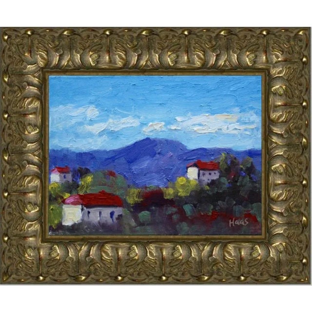 Textile "Red Roofs, Italy" Contemporary Impressionist Italian Landscape Oil Painting For Sale - Image 7 of 12