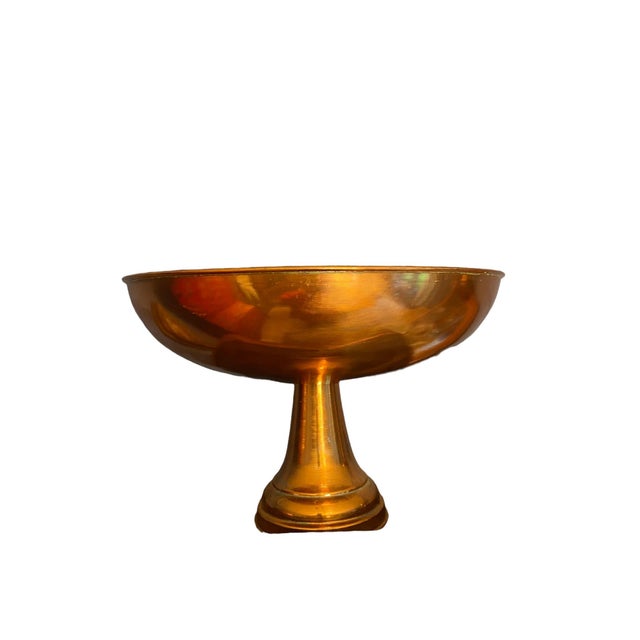 Mid-Century Modern Pair of Vintage Copper Pedestal Decorative Bowls For Sale - Image 3 of 7