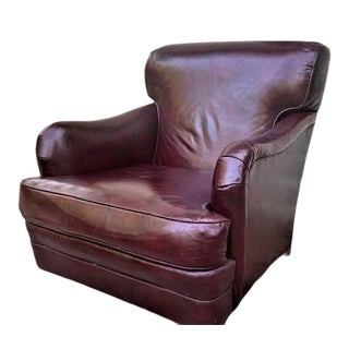 Hickory Chair Company Late 20th Century Burgundy Leather Club Chair For Sale