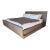 Custom Eastern King Fully Upholstered Bed in Tan Leather For Sale