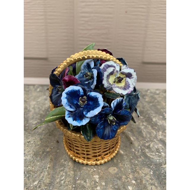 Metal 1970s Fleurs Des Siècles Enamel Flower Bouquet of Pansies by Jane Hutcheson for Gorham For Sale - Image 7 of 8