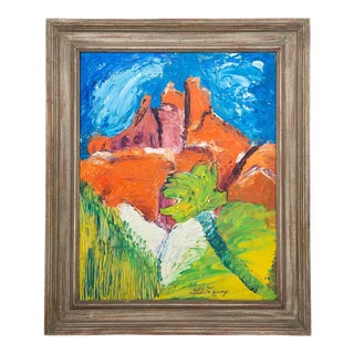 Surrealist Castle Rock Butte Oil Painting For Sale