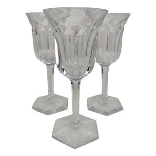 Baccarat Crystal Glasses with Malmaison Pattern, 1960s, Set of 3 For Sale