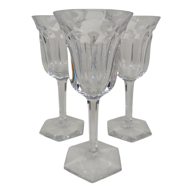 Baccarat Crystal Glasses with Malmaison Pattern, 1960s, Set of 3 For Sale