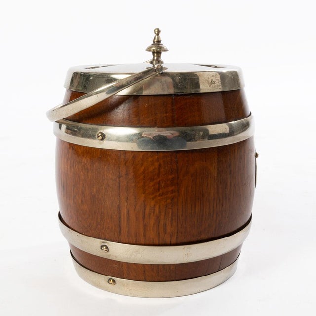 Early 20th Century Antique English Oak Biscuit Barrel For Sale - Image 5 of 12
