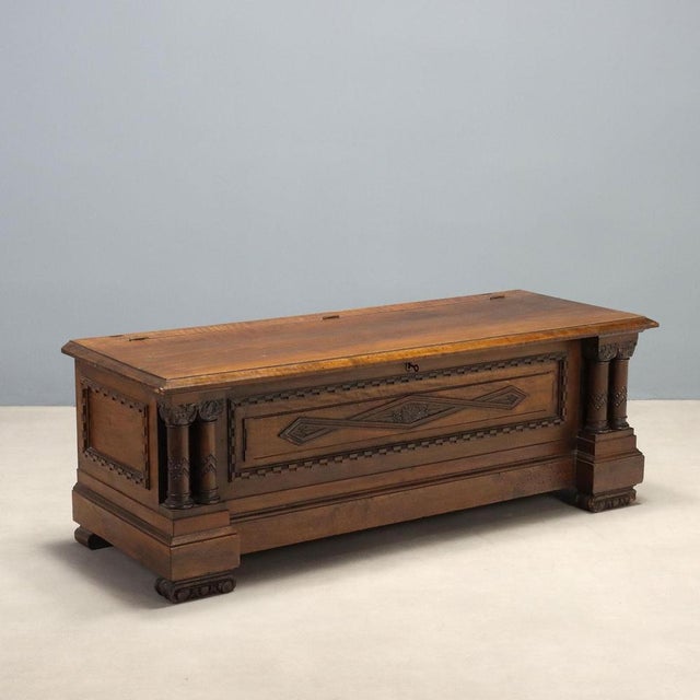 Mid-Century Carved Walnut Chest, Italy For Sale - Image 11 of 11