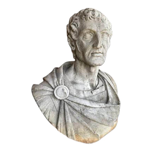 Antique Carved Concrete Bust For Sale
