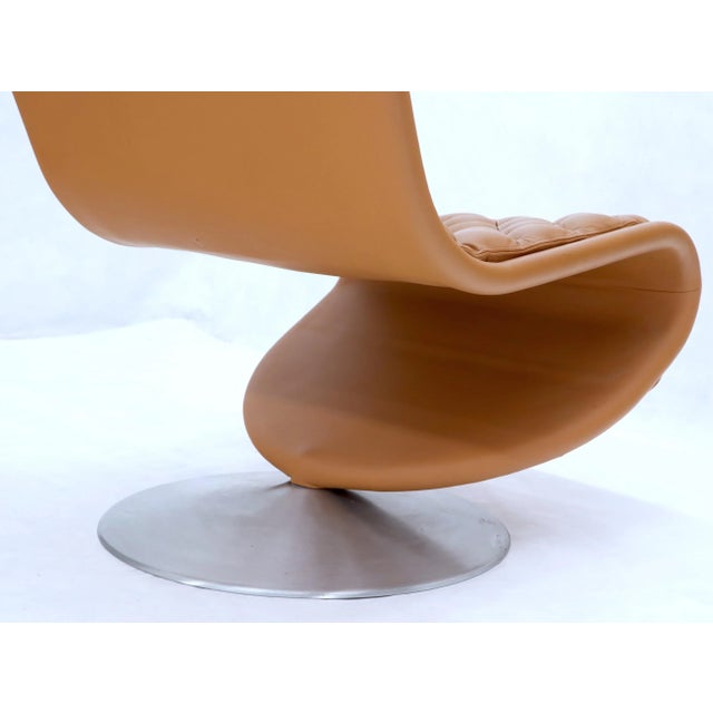 Tan Pair of Mid 20th Century Documented Verner Panton Tan Tufted Leather 123 Lounge Chairs For Sale - Image 8 of 12