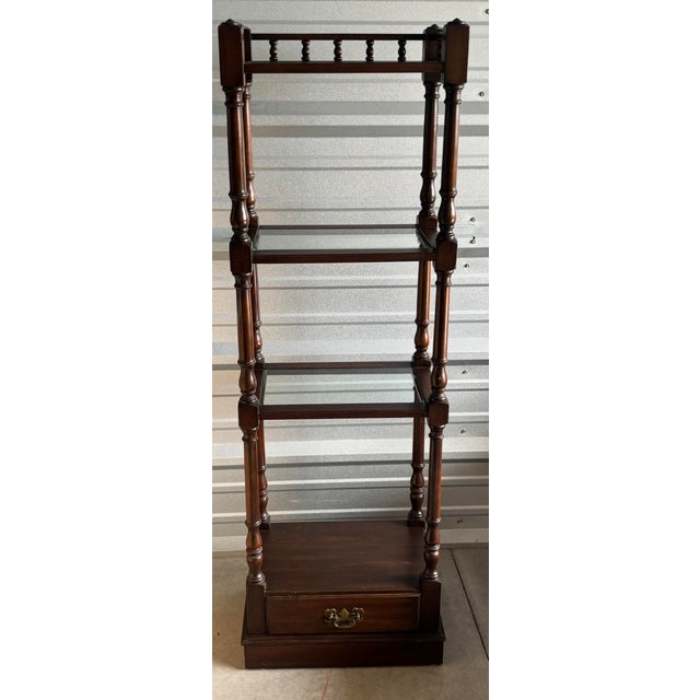 Pennsylvania House Vintage Pennsylvania House Solid Cherry Wood Étagère Display Shelf With Drawer For Sale - Image 4 of 16