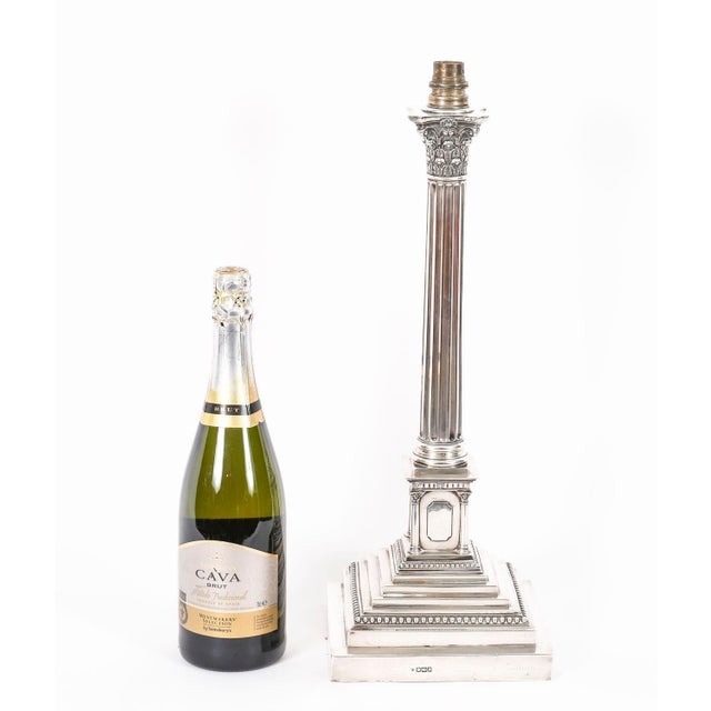 Antique Sterling Silver Corinthian Column Table Lamp from Walter Latham & Son, 1910s For Sale - Image 11 of 12