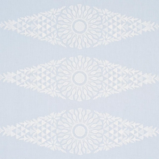 Contemporary SAMPLE - Schumacher Tasmin Embroidery Fabric In Soft Blue For Sale - Image 3 of 5