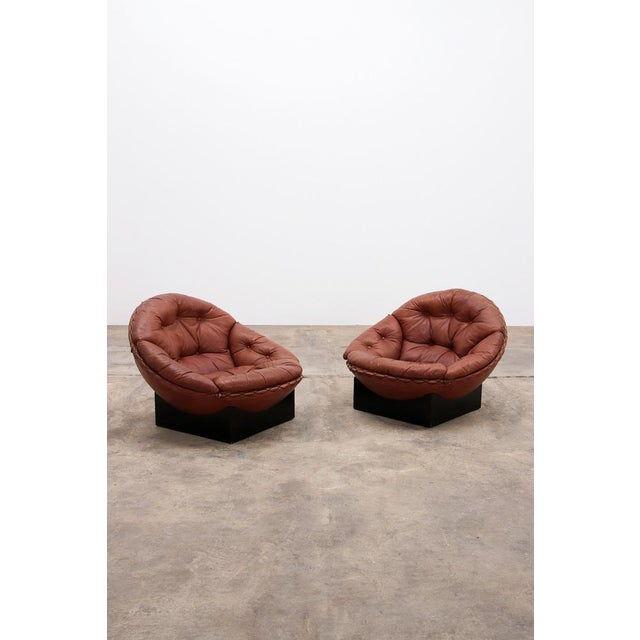 1970s Set of Lounge Set in Cognac Color by Illum Wikkelsø for Ryesberg Møbler, 1970 For Sale - Image 5 of 17