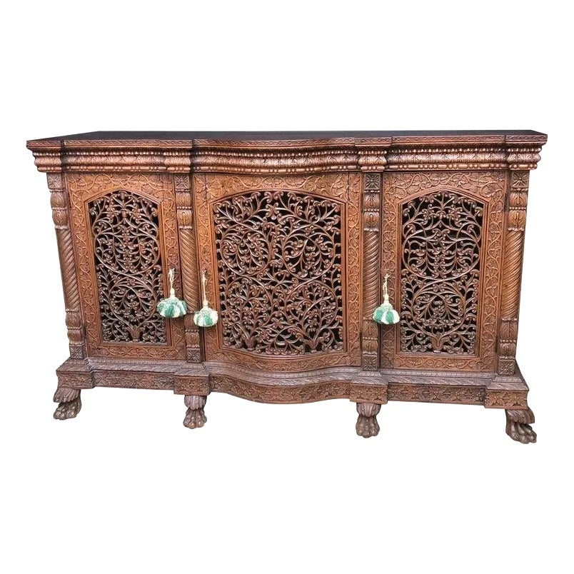 19th C. Anglo Indian Regency Carved Mahogany & Padauk Sideboard ...