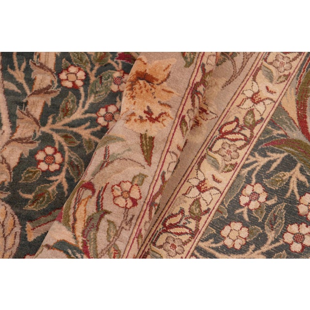 Textile Floral Dafodils Pak-Persian Green/Gray Wool Rug - 8'2'' X 10'4'' For Sale - Image 7 of 9
