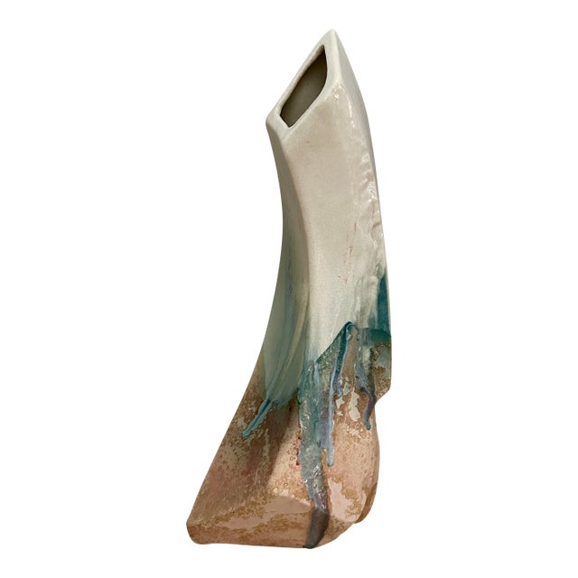 Tony Evans Raku Vase, Made in Usa C 1968 For Sale